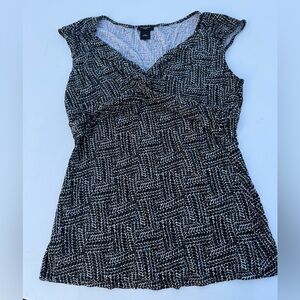 Ann Taylor Factory Black and White Short Sleeve Top